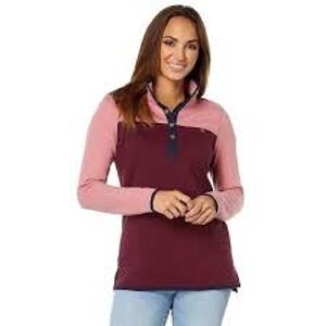 LL Bean quilted mock neck tunic half snap pullover